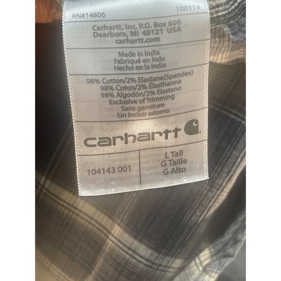 Carhartt Pearl Snap Size Large Button Up Long Sleeve Flannel Shirt Plaid pre-own - Picture 5 of 16